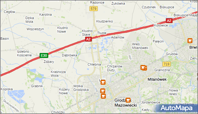 mapa Natolin gmina Grodzisk Mazowiecki, Natolin gmina Grodzisk Mazowiecki na mapie Targeo