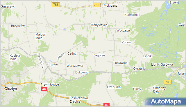 mapa Zagórze gmina Janów, Zagórze gmina Janów na mapie Targeo