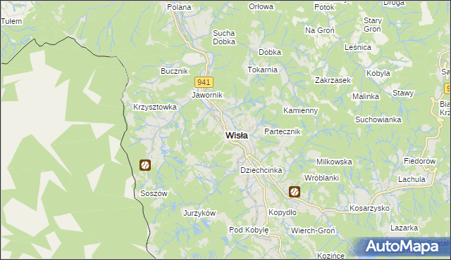 mapa Wisła, Wisła na mapie Targeo