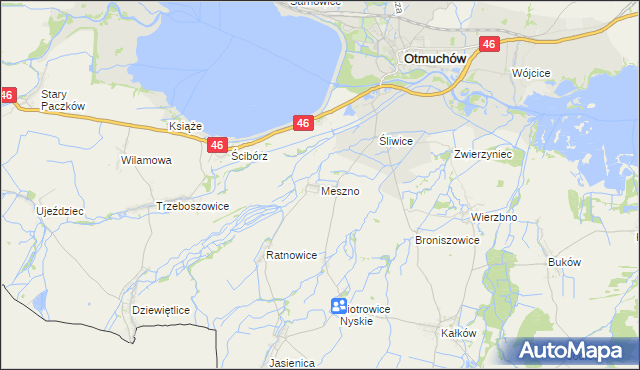 mapa Meszno gmina Otmuchów, Meszno gmina Otmuchów na mapie Targeo