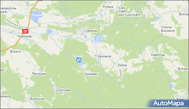 mapa Trzęsowice, Trzęsowice na mapie Targeo