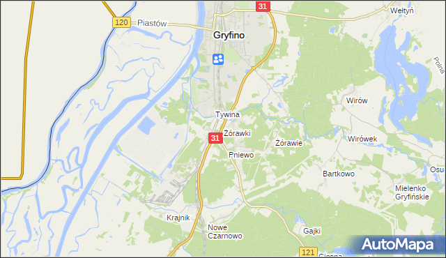 mapa Żórawki, Żórawki na mapie Targeo