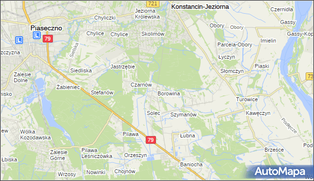 mapa Borowina gmina Konstancin-Jeziorna, Borowina gmina Konstancin-Jeziorna na mapie Targeo