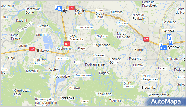 mapa Czaniec, Czaniec na mapie Targeo