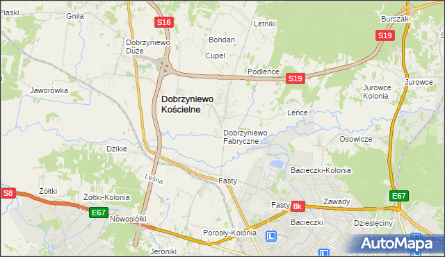 mapa Dobrzyniewo Fabryczne, Dobrzyniewo Fabryczne na mapie Targeo