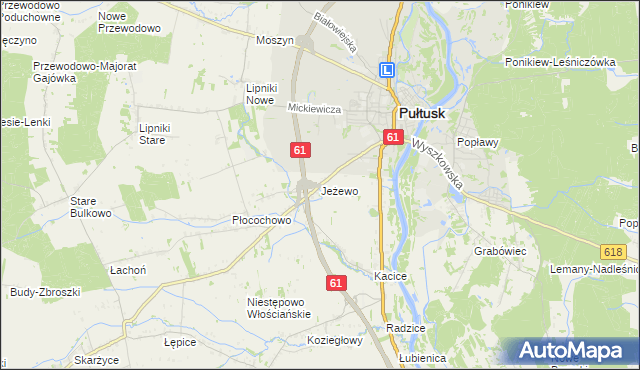 mapa Jeżewo gmina Pułtusk, Jeżewo gmina Pułtusk na mapie Targeo