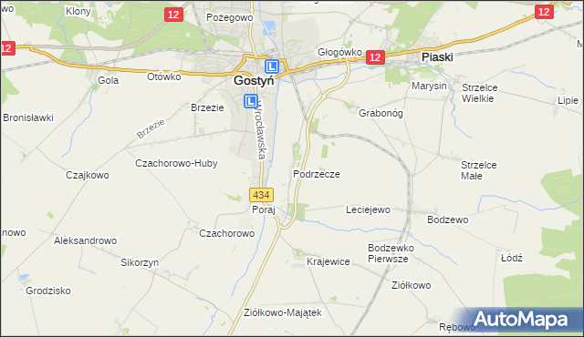 mapa Podrzecze gmina Piaski, Podrzecze gmina Piaski na mapie Targeo