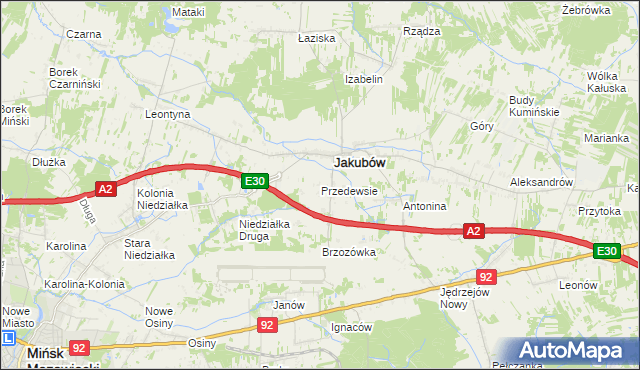 mapa Przedewsie gmina Jakubów, Przedewsie gmina Jakubów na mapie Targeo