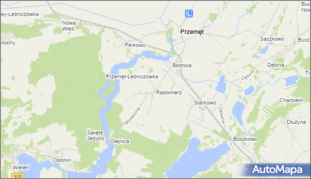 mapa Radomierz gmina Przemęt, Radomierz gmina Przemęt na mapie Targeo