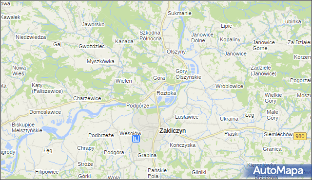 mapa Roztoka gmina Zakliczyn, Roztoka gmina Zakliczyn na mapie Targeo