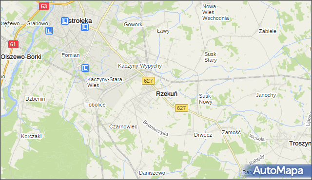 mapa Rzekuń, Rzekuń na mapie Targeo