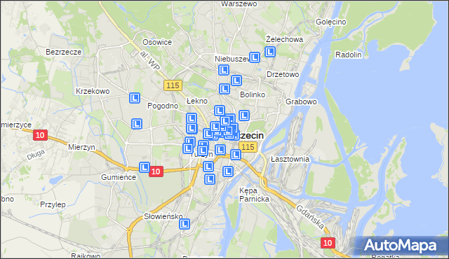 mapa Szczecina, Szczecin na mapie Targeo