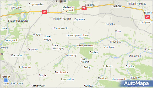 mapa Władysławowo gmina Jeżów, Władysławowo gmina Jeżów na mapie Targeo