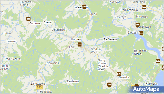 mapa Bachlawa, Bachlawa na mapie Targeo