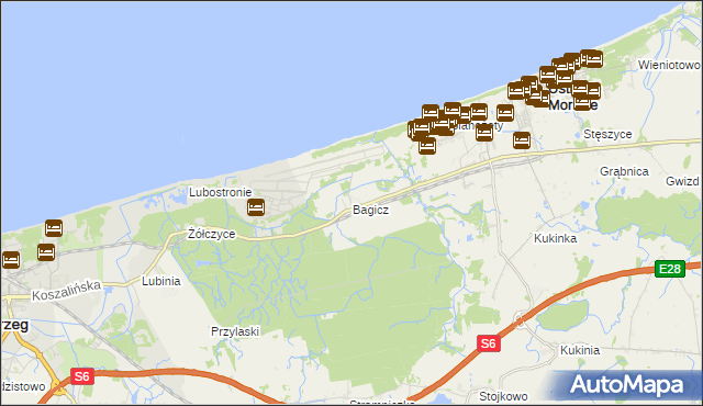 mapa Bagicz, Bagicz na mapie Targeo