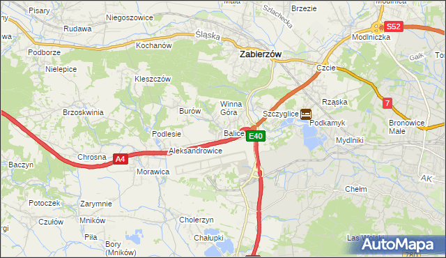 mapa Balice gmina Zabierzów, Balice gmina Zabierzów na mapie Targeo