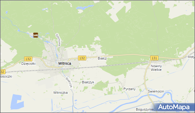 mapa Białcz gmina Witnica, Białcz gmina Witnica na mapie Targeo