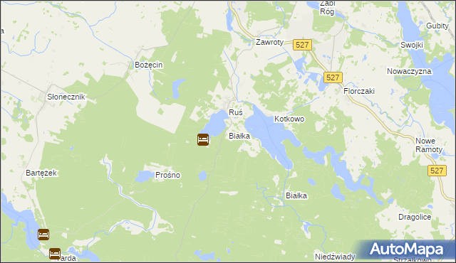 mapa Białka gmina Morąg, Białka gmina Morąg na mapie Targeo