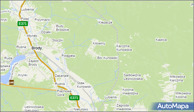 mapa Bór Kunowski, Bór Kunowski na mapie Targeo