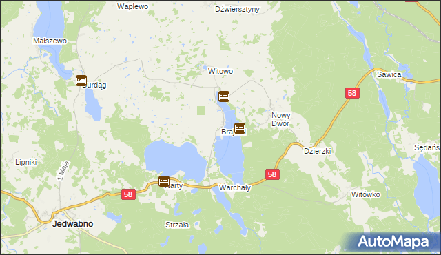 mapa Brajniki, Brajniki na mapie Targeo