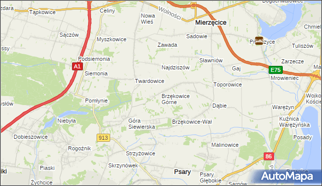 mapa Brzękowice Górne, Brzękowice Górne na mapie Targeo