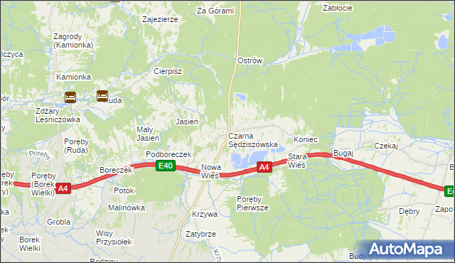 mapa Czarna Sędziszowska, Czarna Sędziszowska na mapie Targeo