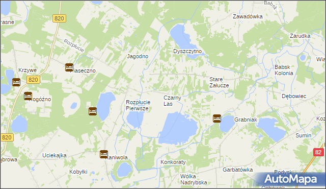 mapa Czarny Las gmina Ludwin, Czarny Las gmina Ludwin na mapie Targeo