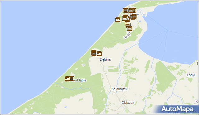 mapa Dębina gmina Ustka, Dębina gmina Ustka na mapie Targeo