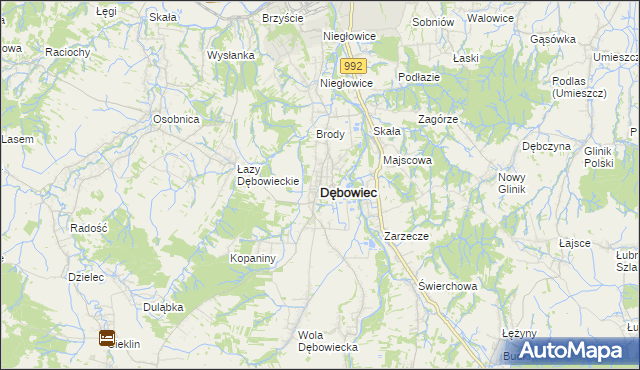 mapa Dębowiec powiat jasielski, Dębowiec powiat jasielski na mapie Targeo