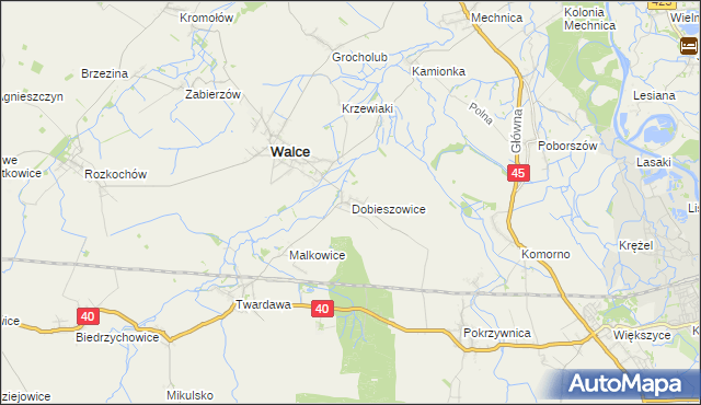 mapa Dobieszowice gmina Walce, Dobieszowice gmina Walce na mapie Targeo