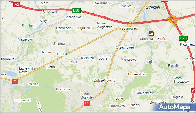 mapa Dobra gmina Stryków, Dobra gmina Stryków na mapie Targeo