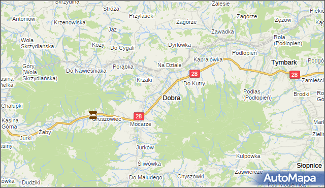 mapa Dobra powiat limanowski, Dobra powiat limanowski na mapie Targeo