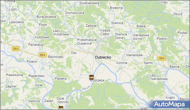 mapa Dubiecko, Dubiecko na mapie Targeo