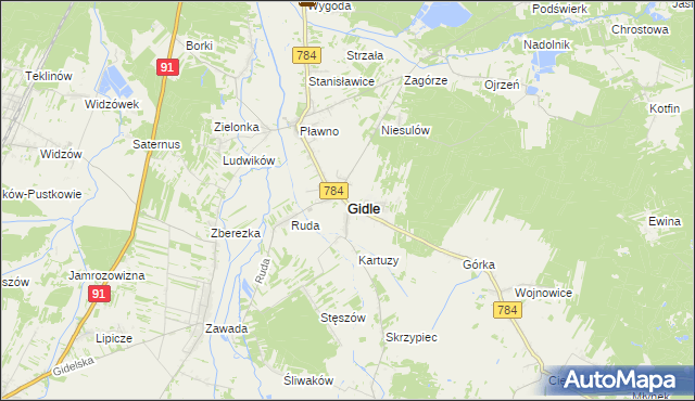 mapa Gidle, Gidle na mapie Targeo