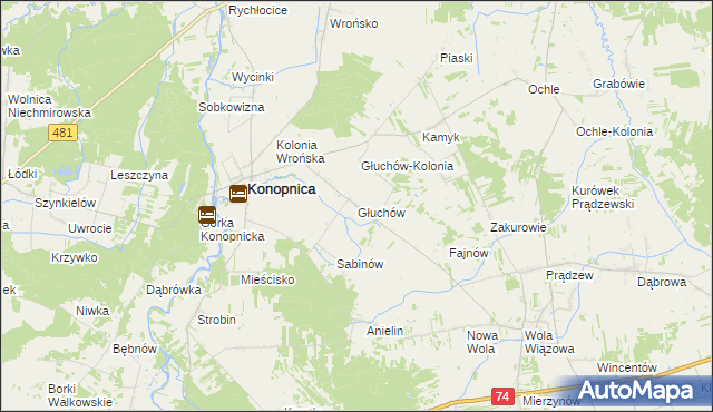 mapa Głuchów gmina Konopnica, Głuchów gmina Konopnica na mapie Targeo