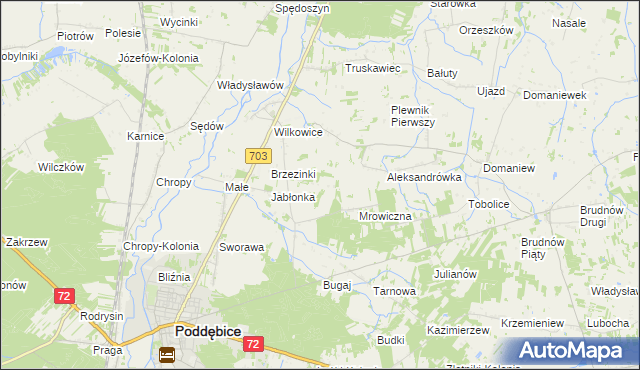 mapa Golice gmina Poddębice, Golice gmina Poddębice na mapie Targeo