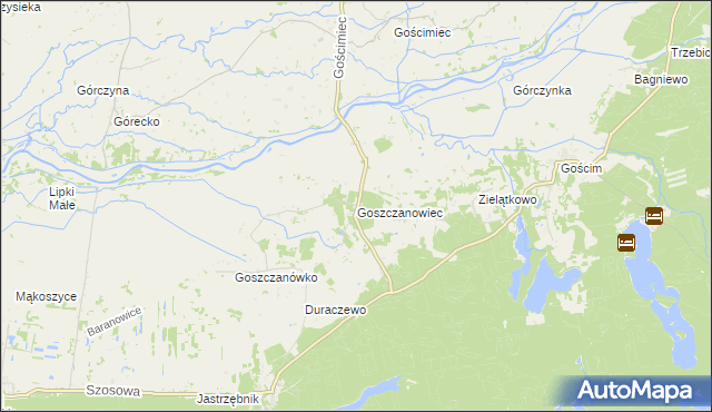 mapa Goszczanowiec, Goszczanowiec na mapie Targeo