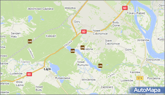 mapa Grabina gmina Łąck, Grabina gmina Łąck na mapie Targeo