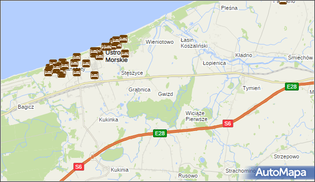 mapa Gwizd, Gwizd na mapie Targeo