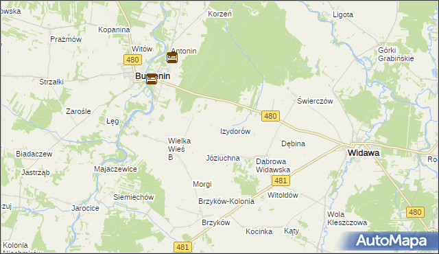 mapa Izydorów, Izydorów na mapie Targeo
