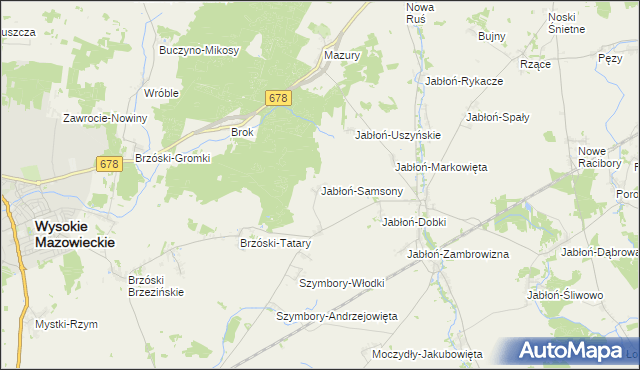 mapa Jabłoń-Samsony, Jabłoń-Samsony na mapie Targeo