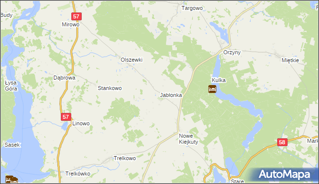 mapa Jabłonka gmina Dźwierzuty, Jabłonka gmina Dźwierzuty na mapie Targeo