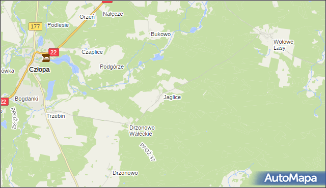 mapa Jaglice, Jaglice na mapie Targeo