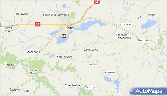 mapa Jakubkowo gmina Łasin, Jakubkowo gmina Łasin na mapie Targeo