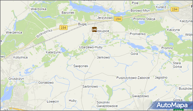 mapa Jankowo gmina Pobiedziska, Jankowo gmina Pobiedziska na mapie Targeo