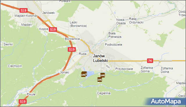 mapa Janów Lubelski, Janów Lubelski na mapie Targeo