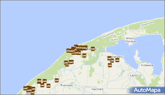 mapa Jarosławiec gmina Postomino, Jarosławiec gmina Postomino na mapie Targeo