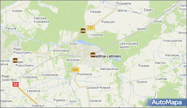mapa Jedlnia-Letnisko, Jedlnia-Letnisko na mapie Targeo