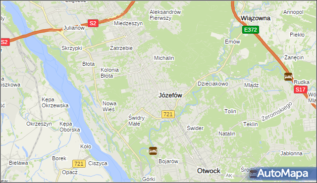 mapa Józefów powiat otwocki, Józefów powiat otwocki na mapie Targeo