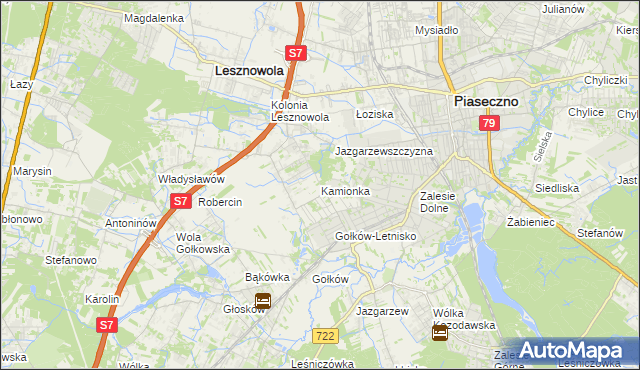 mapa Kamionka gmina Piaseczno, Kamionka gmina Piaseczno na mapie Targeo